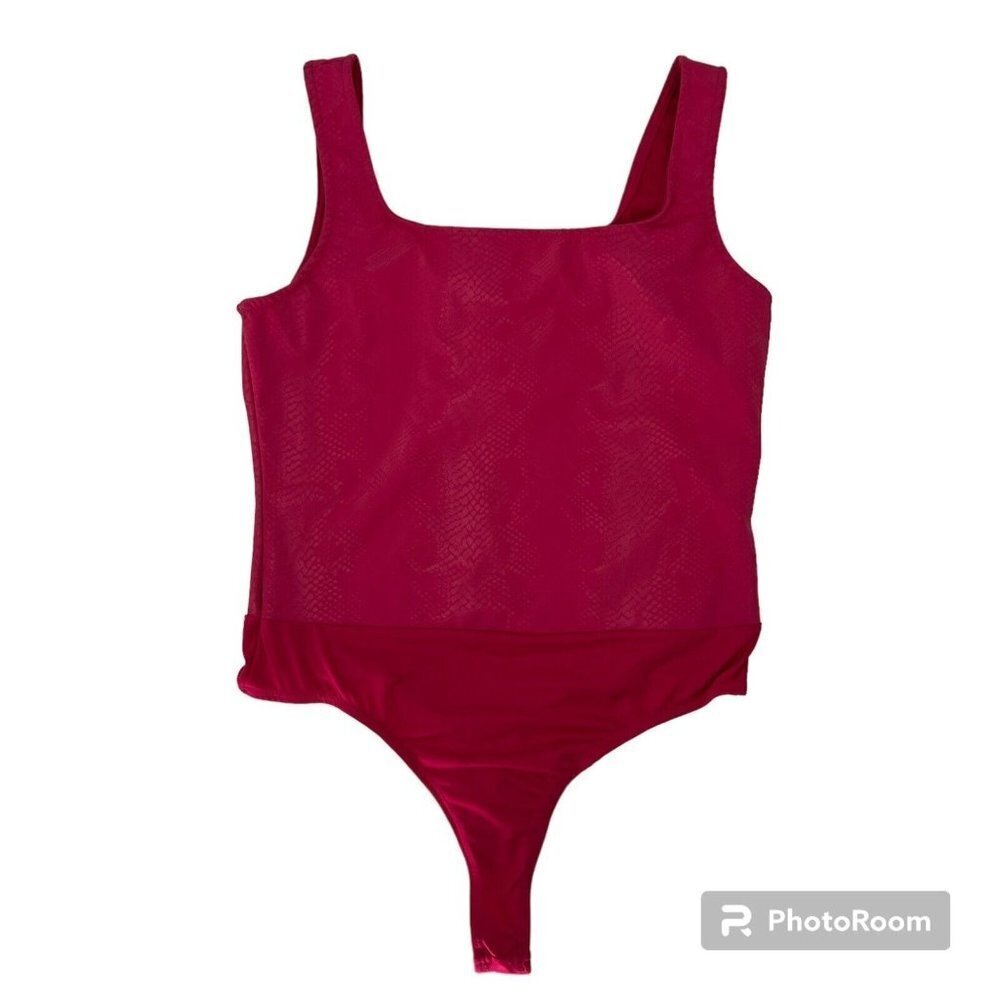 Just Polly Pink Snakeskin Printed Sleeveless Bodysuit Sexy XL NWT